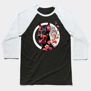 Joyful German Pinscher with Spring Cherry Blossoms Baseball T-Shirt